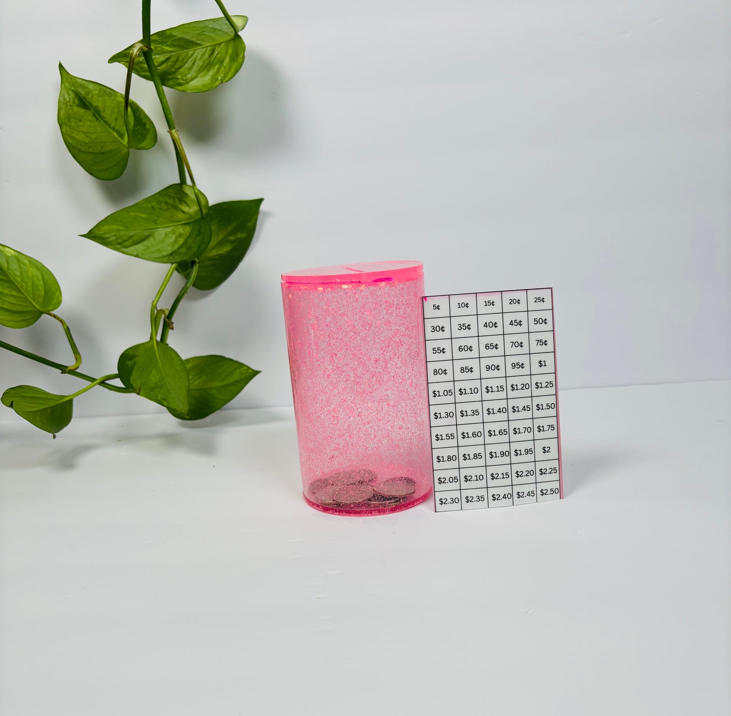 Custom Color Coin Jar | Glitter Piggy Bank & Money Saving Jar
