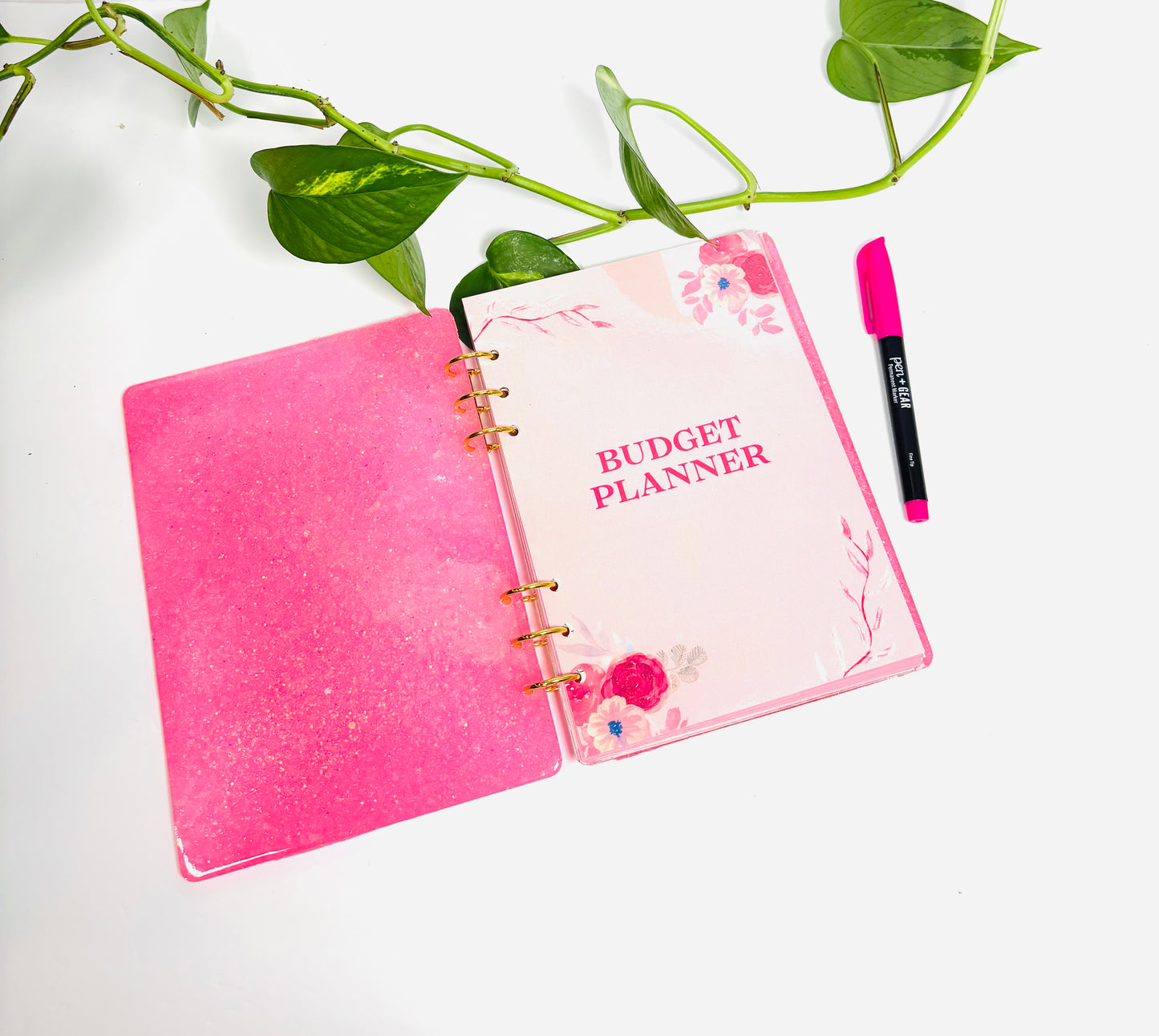 Handmade Resin Budget Planner Binder – Solid Color or Glitter | Cash Envelope Binder | A5 Budget Planner | Budgeting Organizer