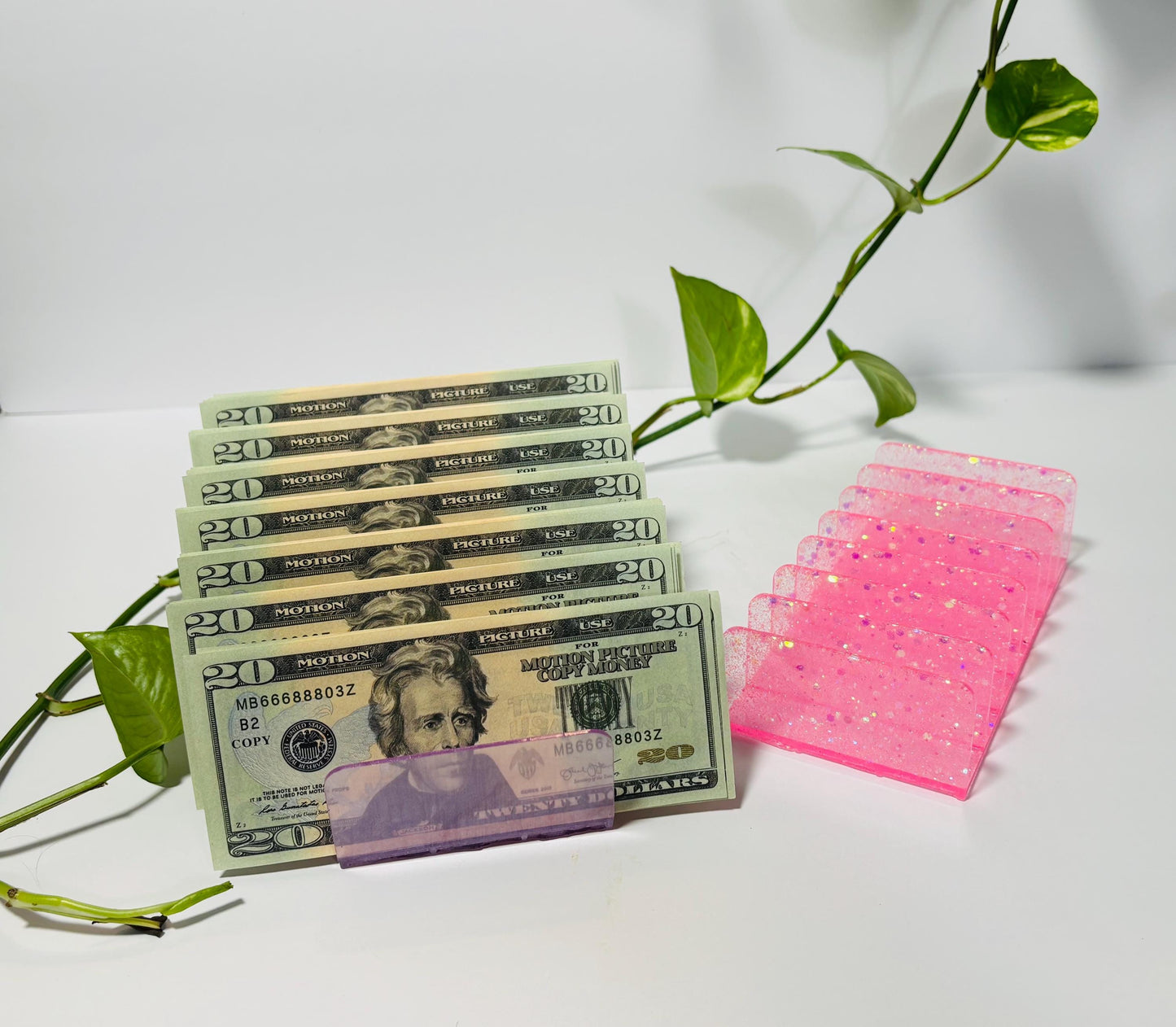 Handmade Custom Color Resin Cash Tray with 7 Slots – Solid or Glitter | Money Tray for Cash Stuffing | Budget Organizer | Acrylic Budget Tray
