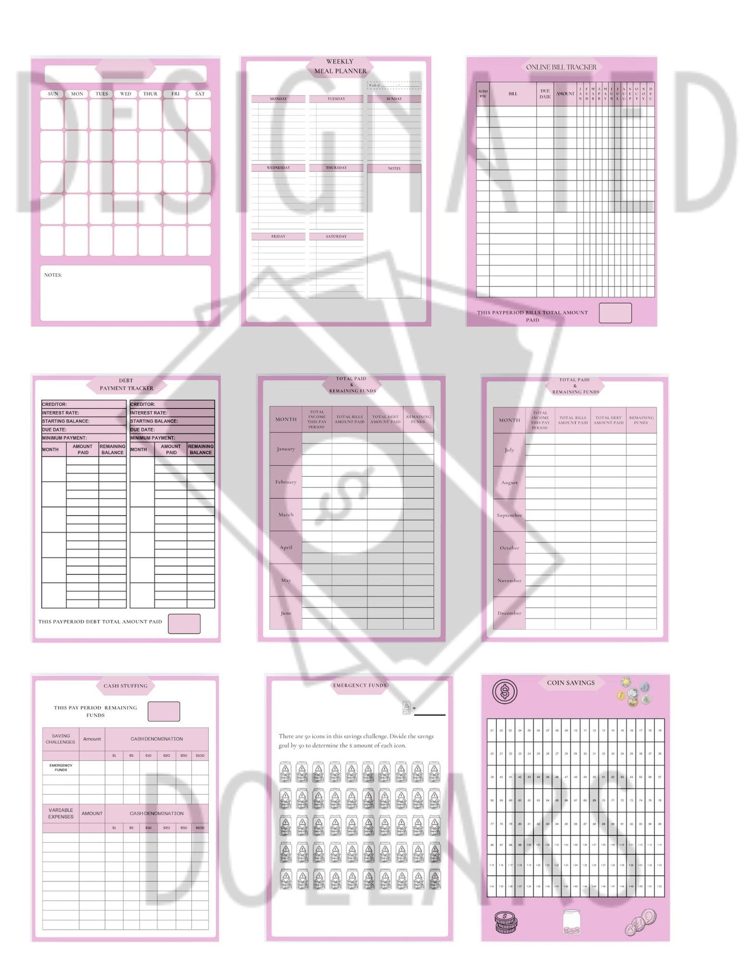 Handmade Resin Budget Planner Binder – Solid or Glitter | Cash Envelope Binder | A5 Budget Planner | Budgeting Organizer