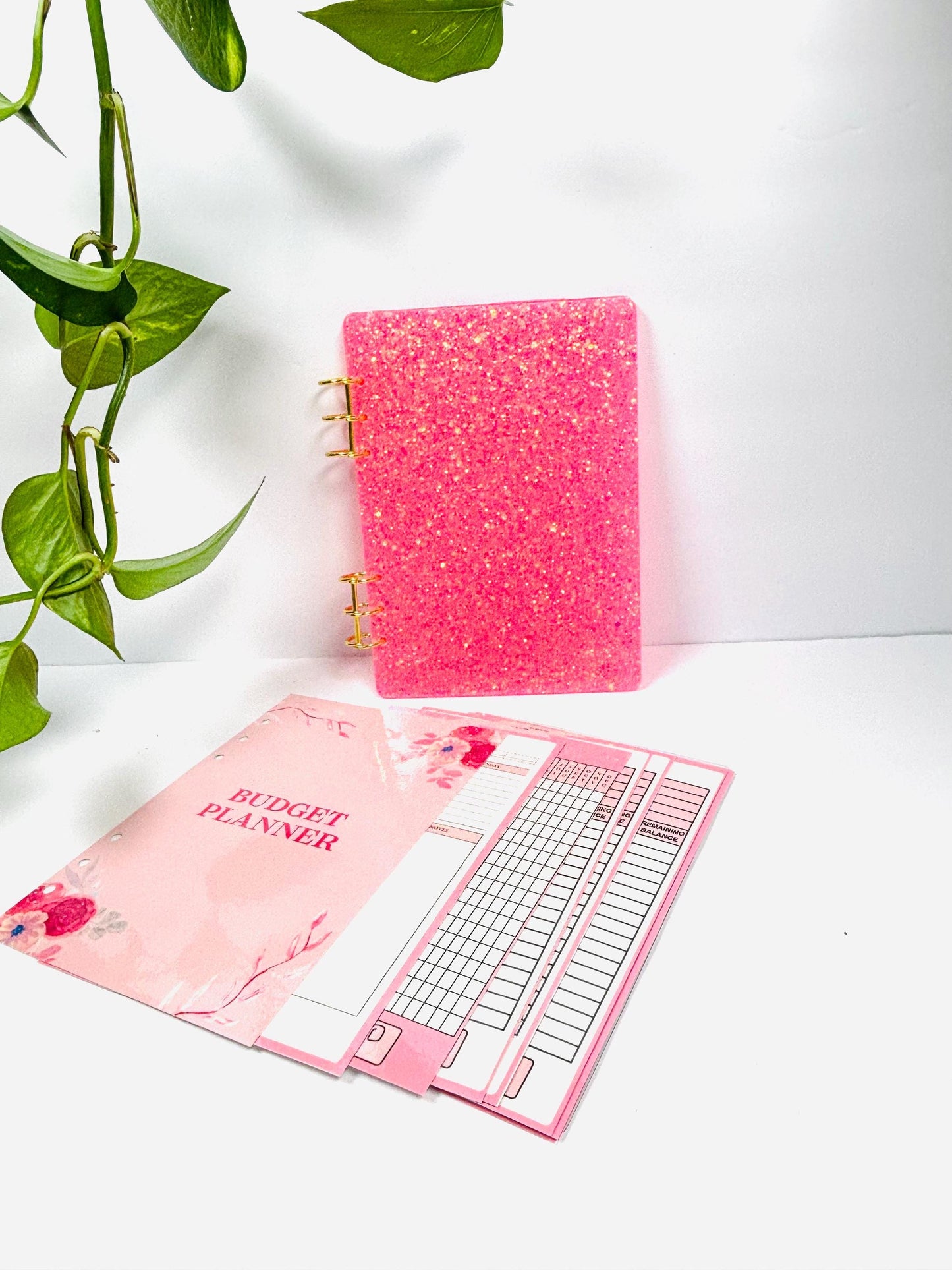 Handmade Resin Budget Planner Binder – Solid or Glitter | Cash Envelope Binder | A5 Budget Planner | Budgeting Organizer