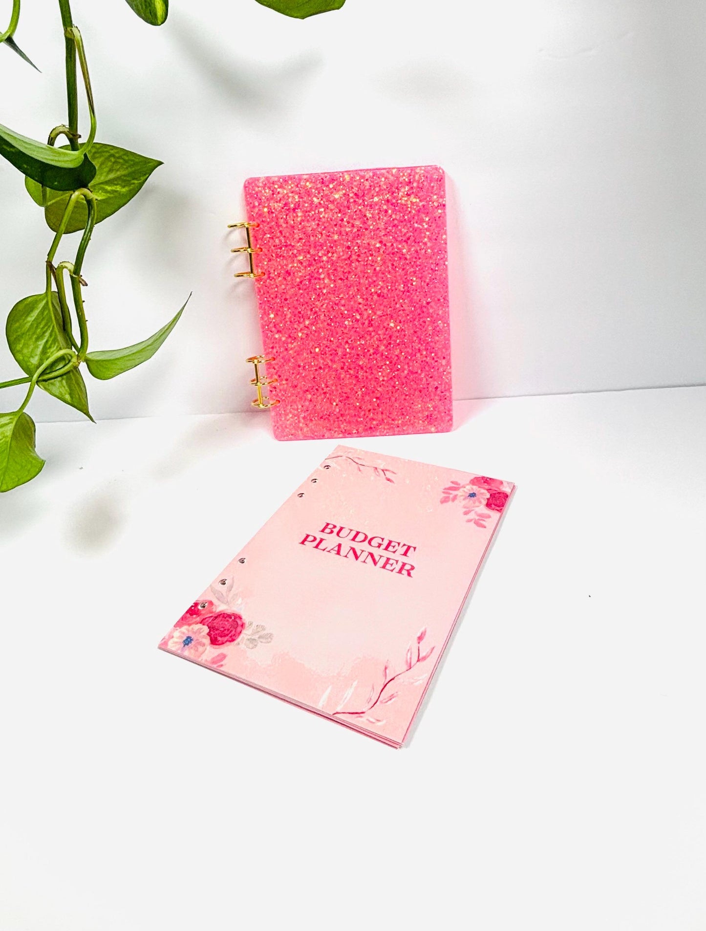Handmade Resin Budget Planner Binder – Solid or Glitter | Cash Envelope Binder | A5 Budget Planner | Budgeting Organizer