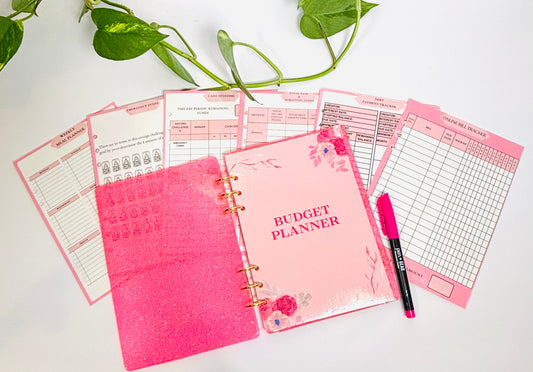 Handmade Resin Budget Planner Binder – Solid Color or Glitter | Cash Envelope Binder | A5 Budget Planner |  Budgeting Organizer