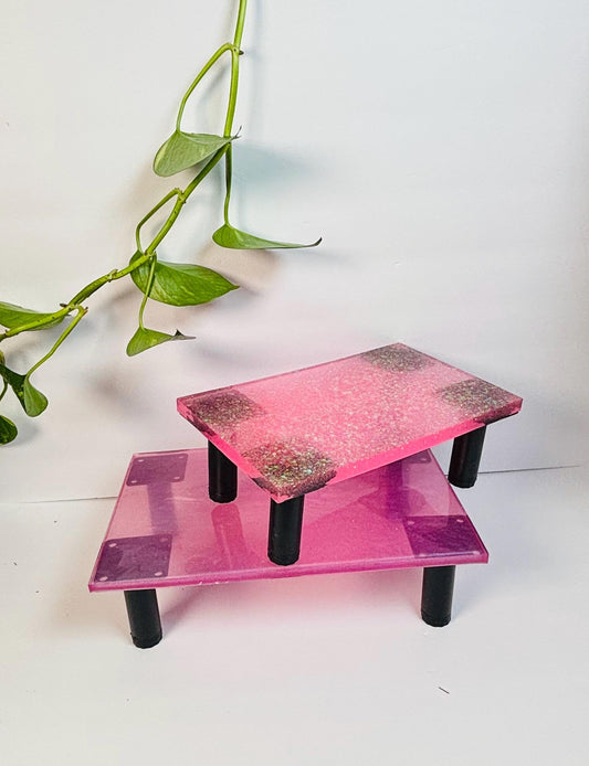Adjustable Custom Resin Monitor Stand Riser – for PC Monitor, Laptop, or Printer | Handmade Desk Organizer | Solid or Glitter Finish